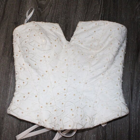 ANNALISA Other - Cream Beaded Bustier Corset with boning size 8 Annalisa